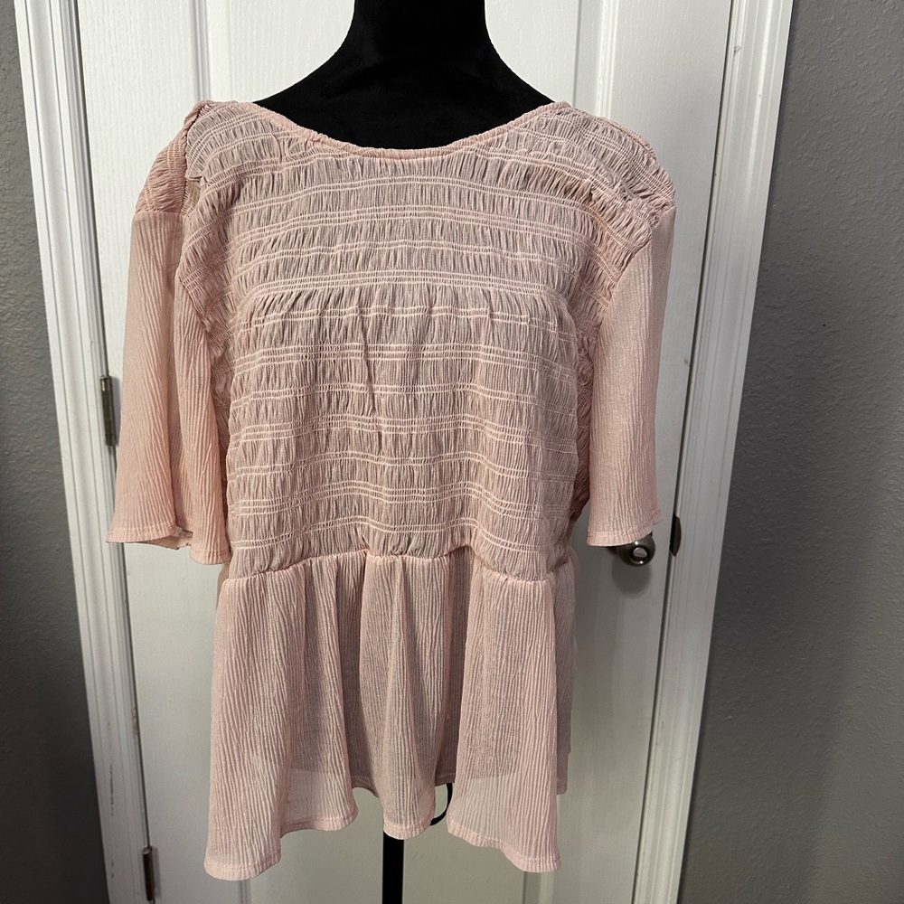 H&M Blush Pink Textured Peplum Tunic Top